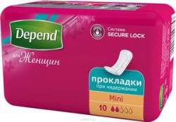 Прокладки женские Depend мини 10 шт.