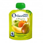 Пюре, Gerber (Гербер) 90 г 4 фрукта с витамином С с 6 мес