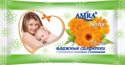 Салфетки влажные детские, AMRA (Амра) №72 Бэби освежающие календула и пантенол